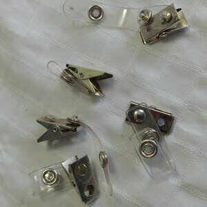 N- 5 nickel-plated metal crocodile clips with transparent plastic tabs for label